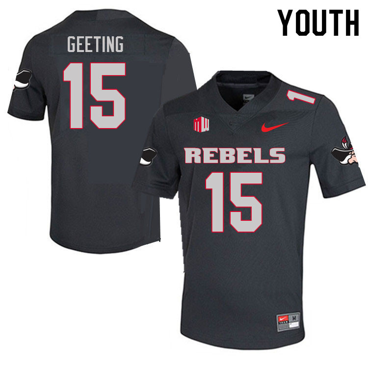 Youth #15 Matthew Geeting UNLV Rebels College Football Jerseys Sale-Charcoal
